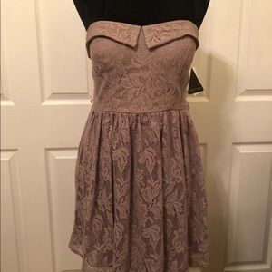 Brown Strapless Knit Summer Dress